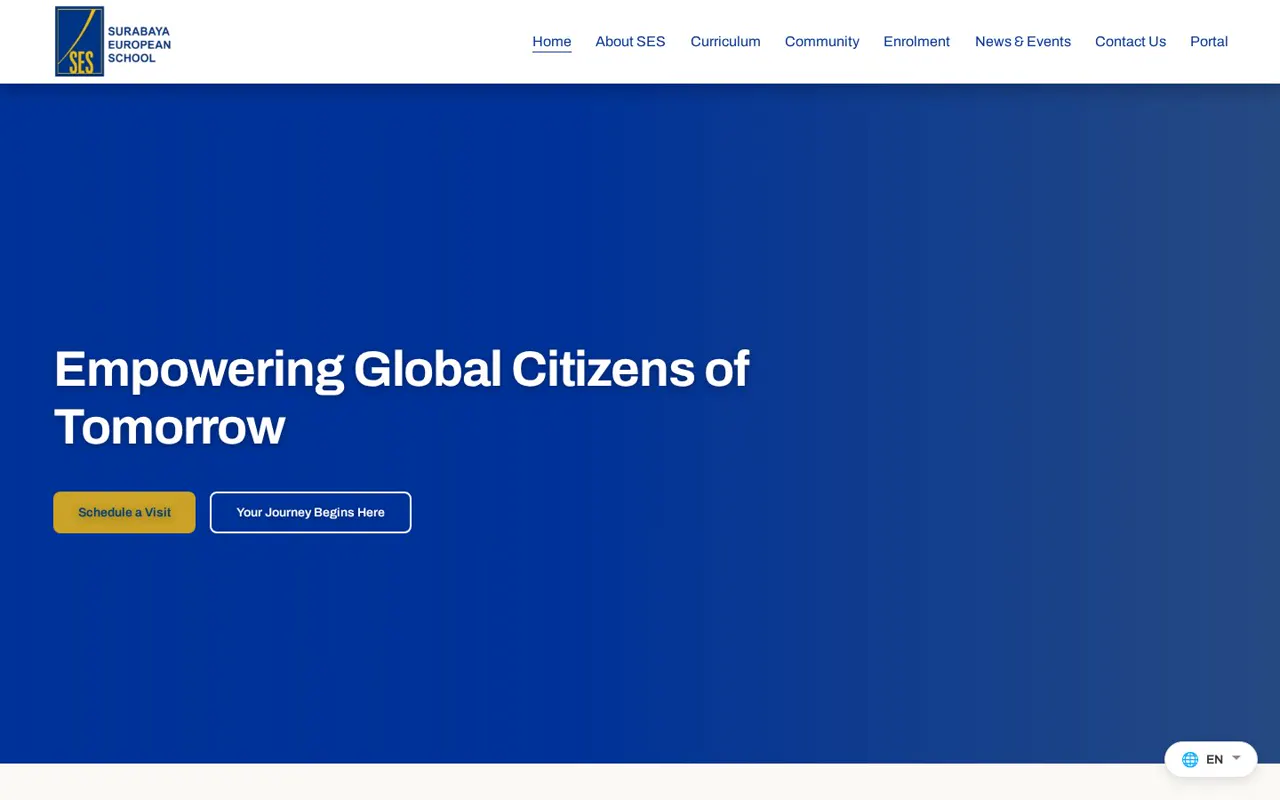 Surabaya European School: Website sekolah internasional Cambridge di Surabaya.